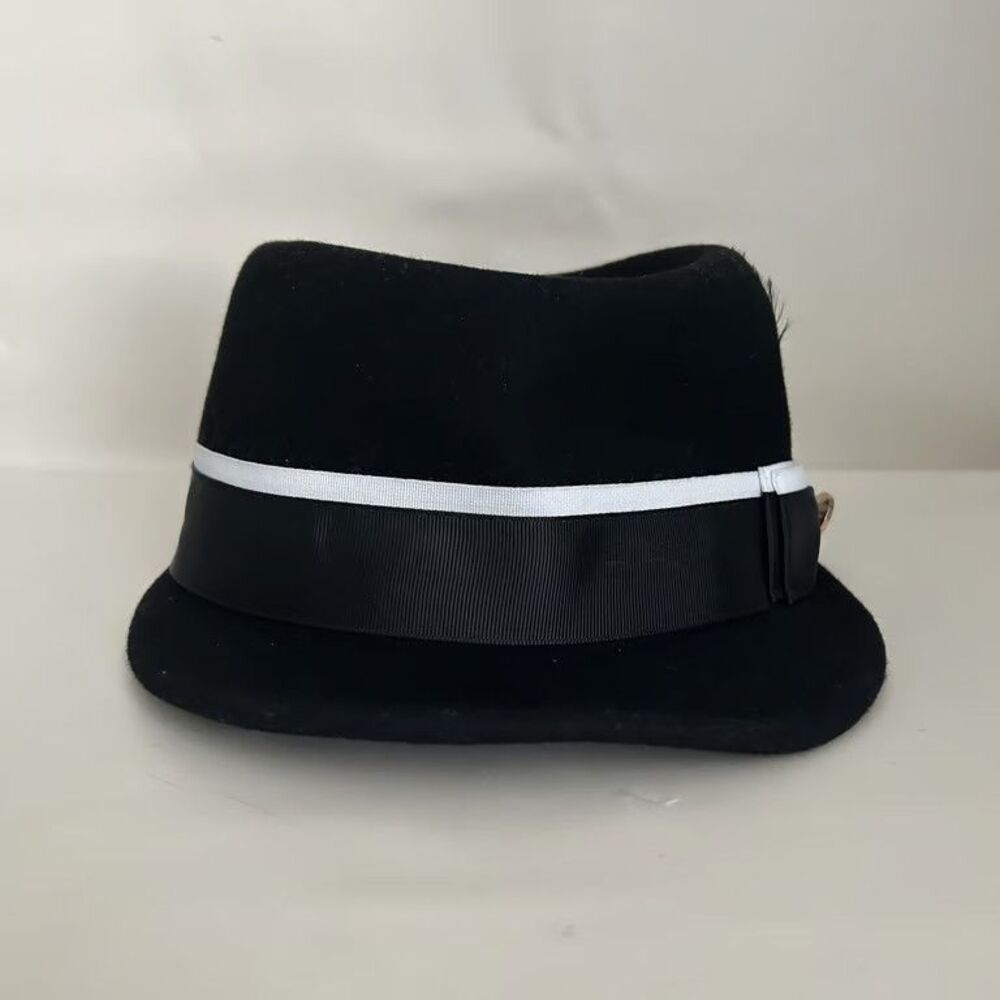 Bruno Capelo Legionnaire Fedora Hat LG-110 Mens Medium 7 1/4 Black White Wool